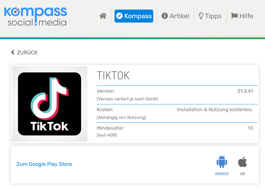kompass-social.media: Bewertung und Infos zu TikTok aktualisiert 