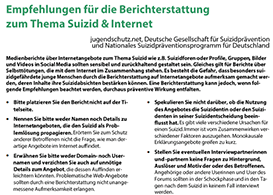 Empfehlungen für Medien: Empfehlungen für die Berichterstattung zum Thema Suizid & Internet